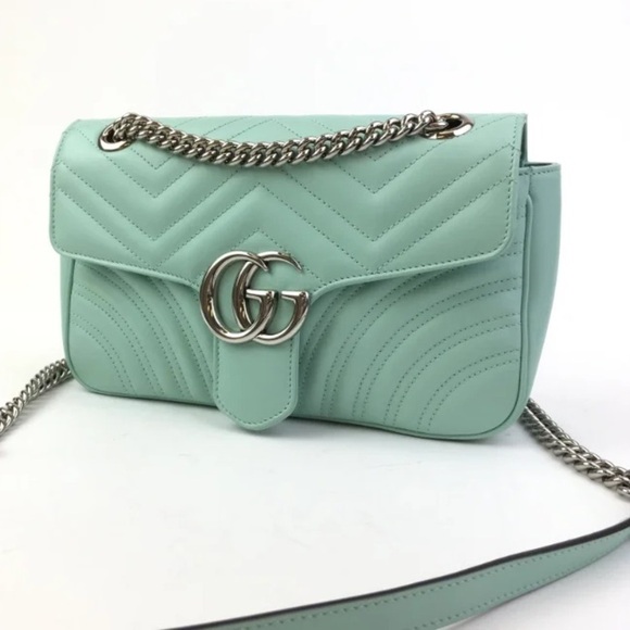 GUCCI GG Marmont Matelasse Leather Crossbody Bag Seafoam with original dustbag - Picture 6 of 15